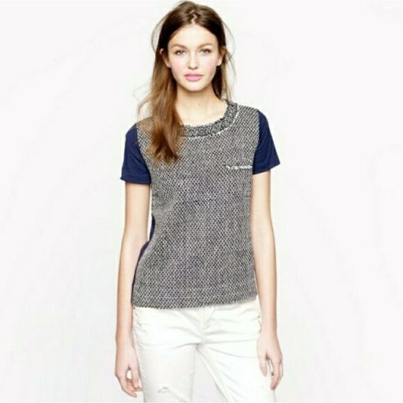 J. Crew Tweed-Front Tee - Picture 1 of 4